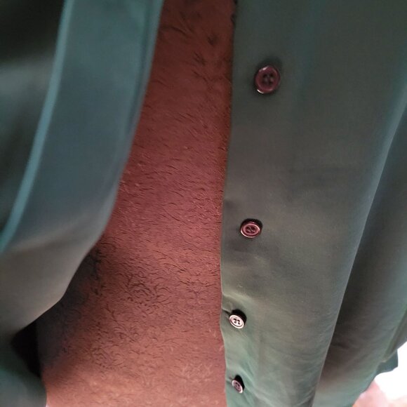 Vintage Pendleton Petite Womens Green Long Sleeve Blouse With High Neck & Button - Picture 5 of 5